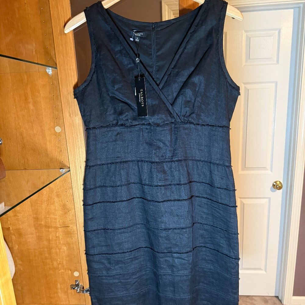 Talbots black sleeveless linen dress, Size 10